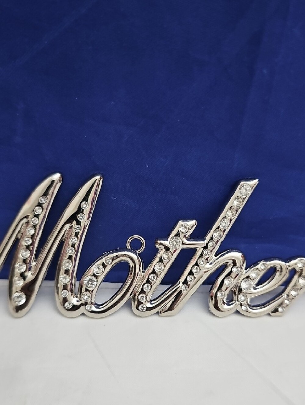 Silver Rhinestone "Mother" Script Pendant - Picture 4 of 7